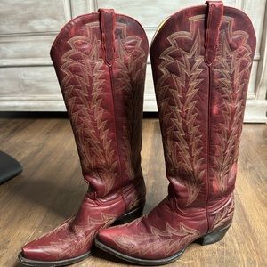 SOLD JRC & Sons tall dark red snip toe cowboy boots